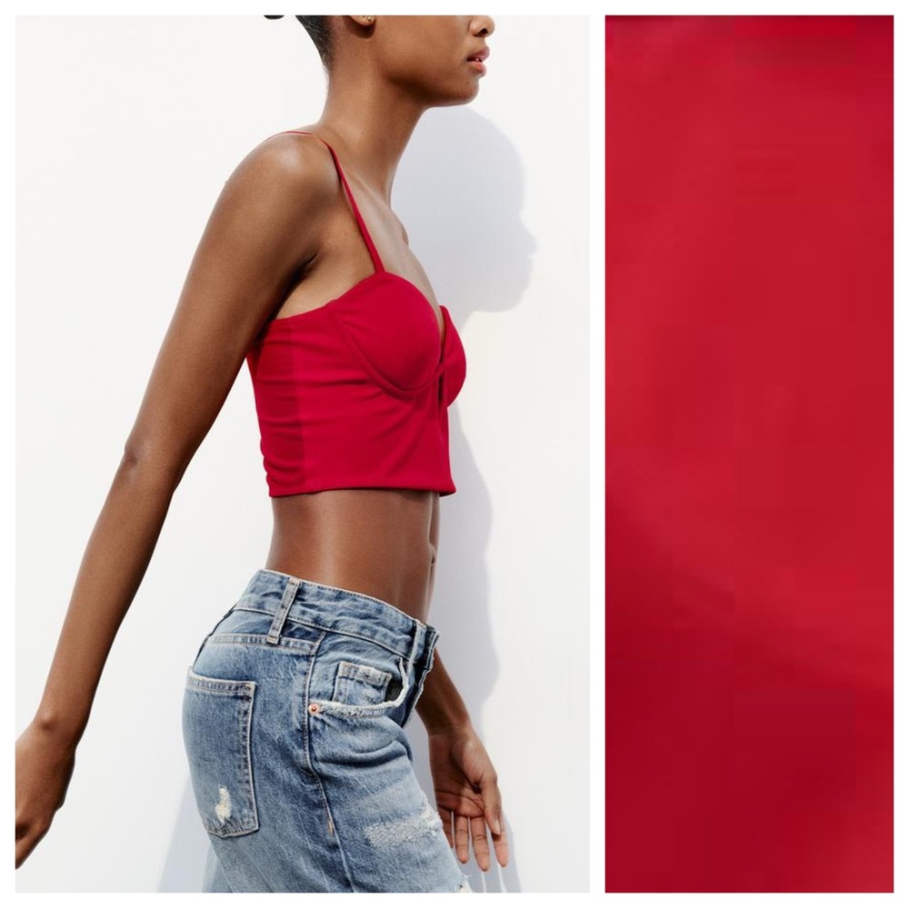 NWT. Zara Red Lingerie Combination Tulle Corset/Top Spaghetti Strap. Size XXL. - Picture 3 of 12